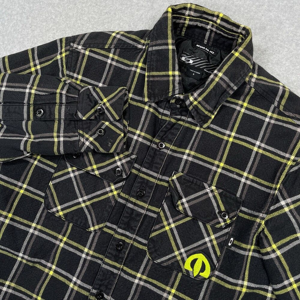 Oakley Shacket Mens S Black Green Plaid Flannel Shirt Jacket Quilted Lined Y2K
